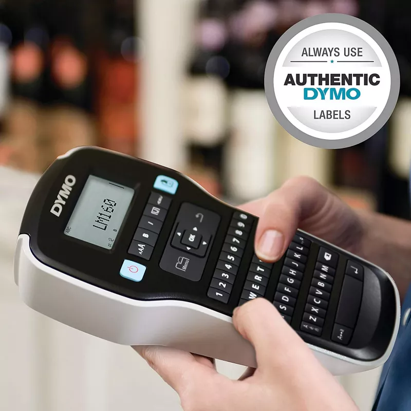 Drukarka etykiet DYMO LabelManager 160 | Przenośna drukarka etykiet z klawiaturą QWERTY | Zawiera taśmę etykietową D1 czarno-białą (12 mm) | Do domu i biura