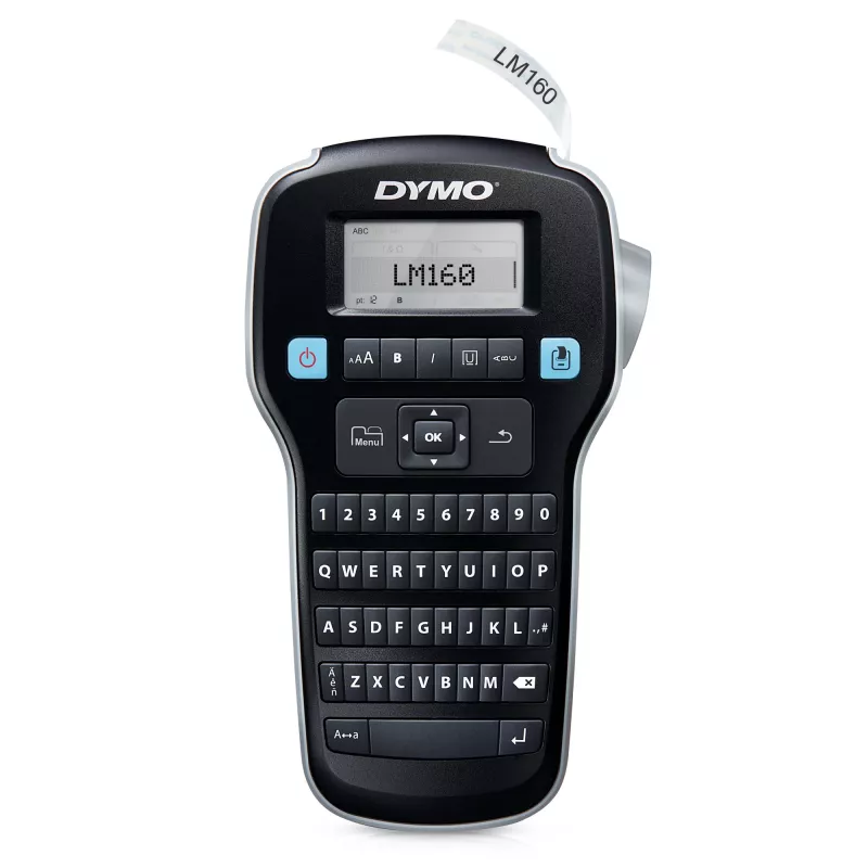Drukarka etykiet DYMO LabelManager 160 | Przenośna drukarka etykiet z klawiaturą QWERTY | Zawiera taśmę etykietową D1 czarno-białą (12 mm) | Do domu i biura