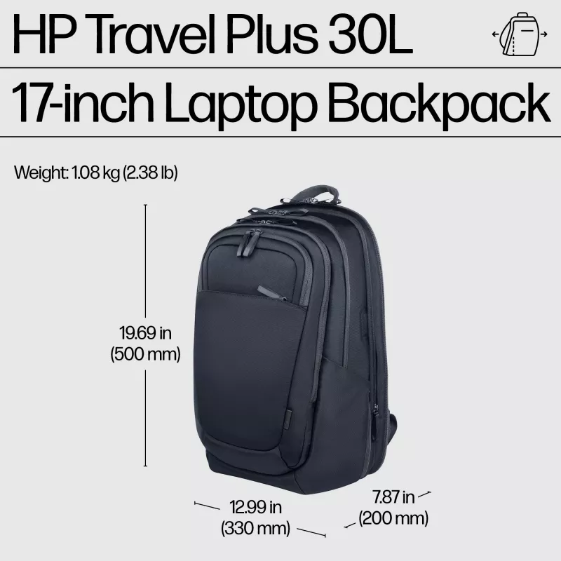 Plecak HP Travel Plus 30L na laptop 17 cali, Plecak, 43,9 cm (17,3 cala), 1,08 kg
