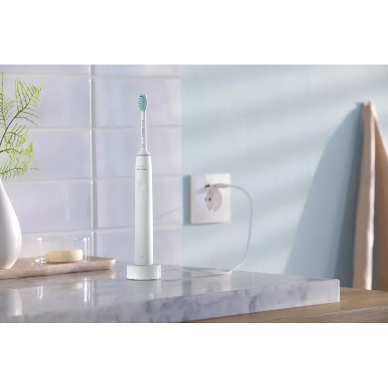 Sonic toothbrush Philips 3100 series HX3671/13 — sonic, 31,000 mov/min, pressure sensor, Li‑Ion, built‑in battery, 1 brush head, biały