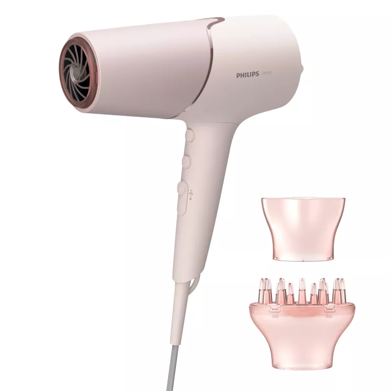 Suszarka do włosów Philips BHD530/00 2300 W, 6 prędkości/6 ustawień ciepła, jonizacja, zimny nadmuch, dyfuzor i koncentrator, różowa