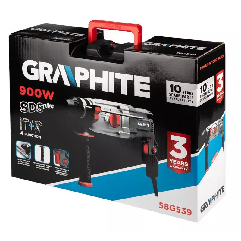 Młotowiertarka GRAPHITE 58G539 — jednoczęściowa, kompaktowa konstrukcja