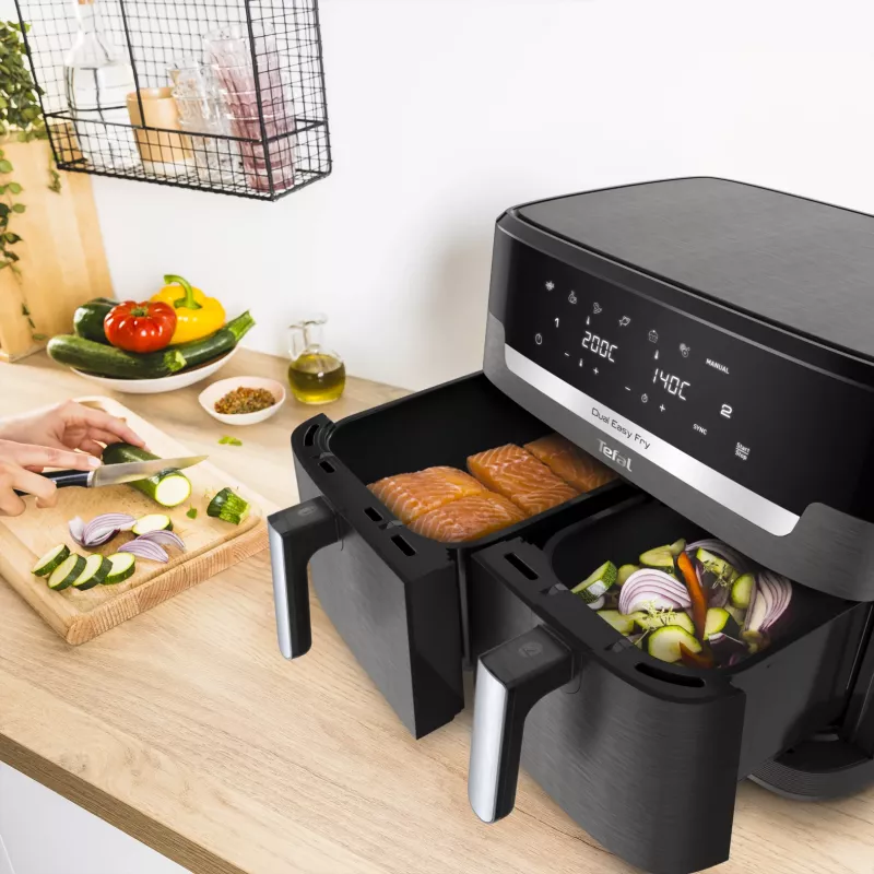 Tefal Easy Fry Dual XXL EY942HE0 frytownica Podwójna 11 l Wolnostojąca 2020 W Frytownica na gorące powietrze Szary