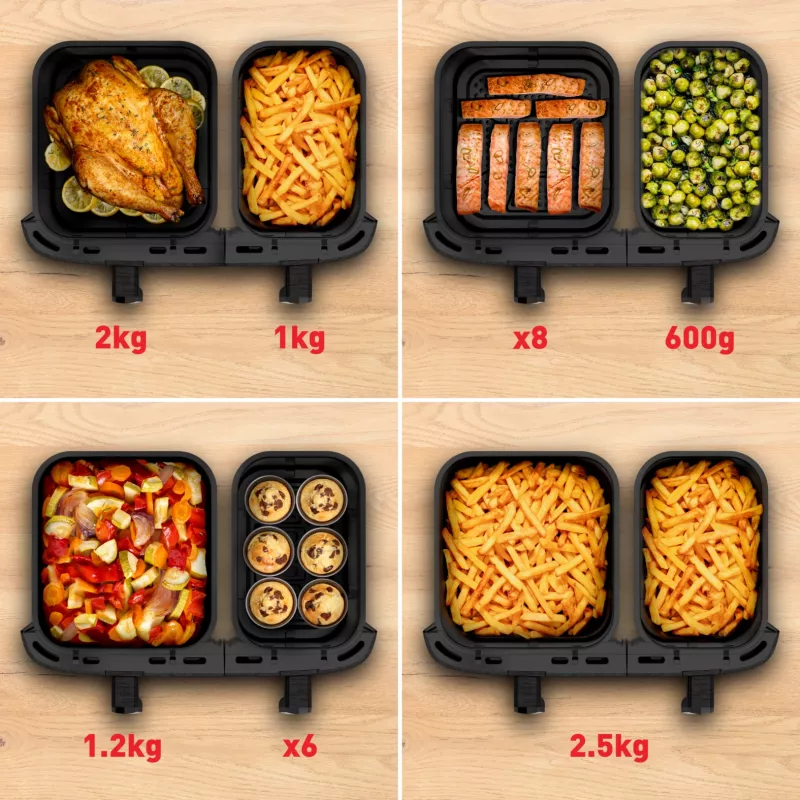 Tefal Easy Fry Dual XXL EY942HE0 frytownica Podwójna 11 l Wolnostojąca 2020 W Frytownica na gorące powietrze Szary