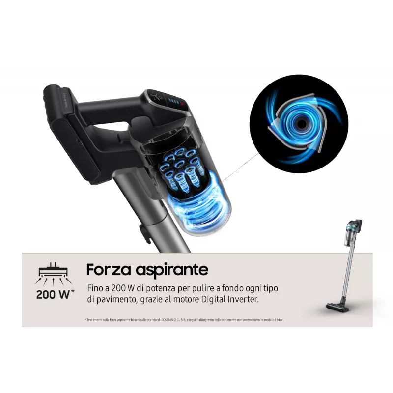 Samsung VS20B75AGR1 2-in-1 stick vacuum bateria Dry Bagless 550 W Czarny, Mint colour