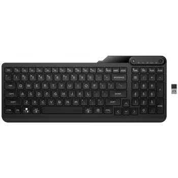 Klawiatura bezprzewodowa HP 475 Dual-Mode — pełnowymiarowa QWERTY, RF + Bluetooth 5.3, klawiatura numeryczna, czarna, 376×153×19 mm