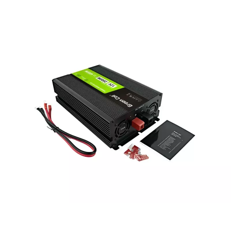 Przetwornica samochodowa zielony Cell INVGC12P2000LCD 2000W 12V na 230V czysta sinusoida, LCD, 1×USB, 2×aux