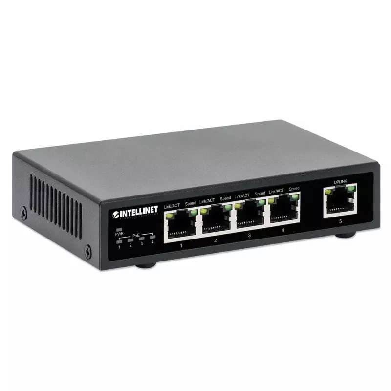 Intellinet 5-Portowy Gigabit Ethernet Przełącznik PoE+ 62W 4 porty PSE