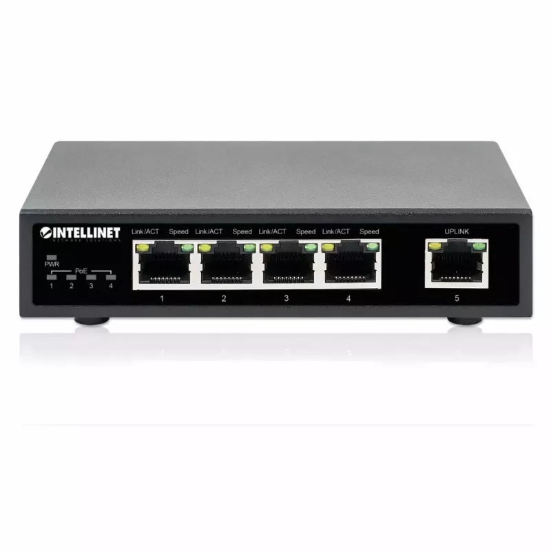 Intellinet 5-Portowy Gigabit Ethernet Przełącznik PoE+ 62W 4 porty PSE