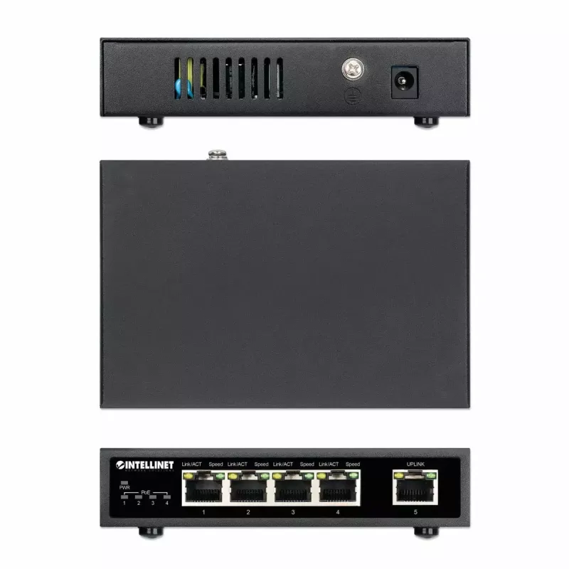 Intellinet 5-Portowy Gigabit Ethernet Przełącznik PoE+ 62W 4 porty PSE