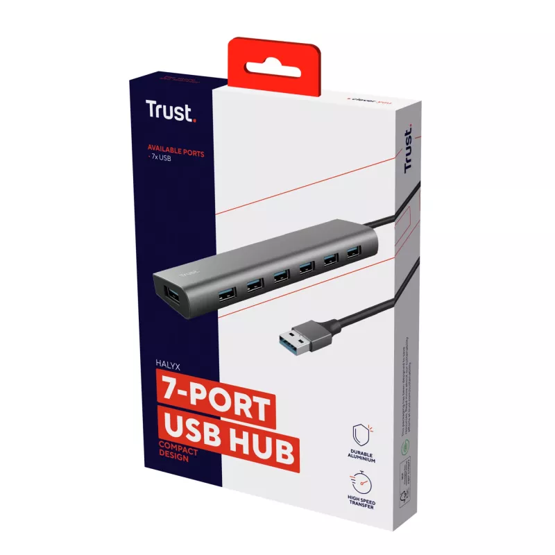 Trust Halyx USB 3.2 Gen 1 (3.1 Gen 1) Type-A 5000 Mbit/s Srebrny