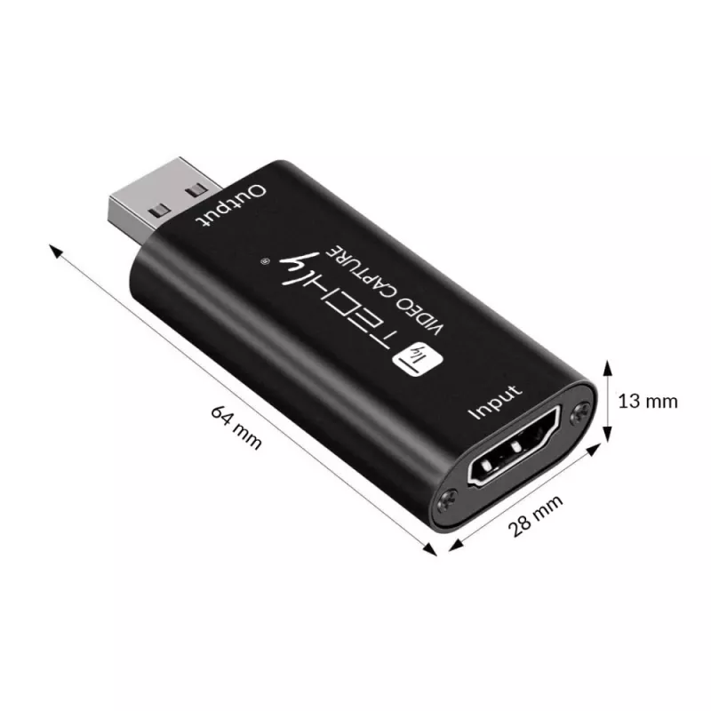 Konwerter sygnału wideo TECHLY I-USB-VIDEO-1080TY — HDMI na USB Typ-A, 1920×1080@60Hz, 12-bitowy, zasilanie przez USB