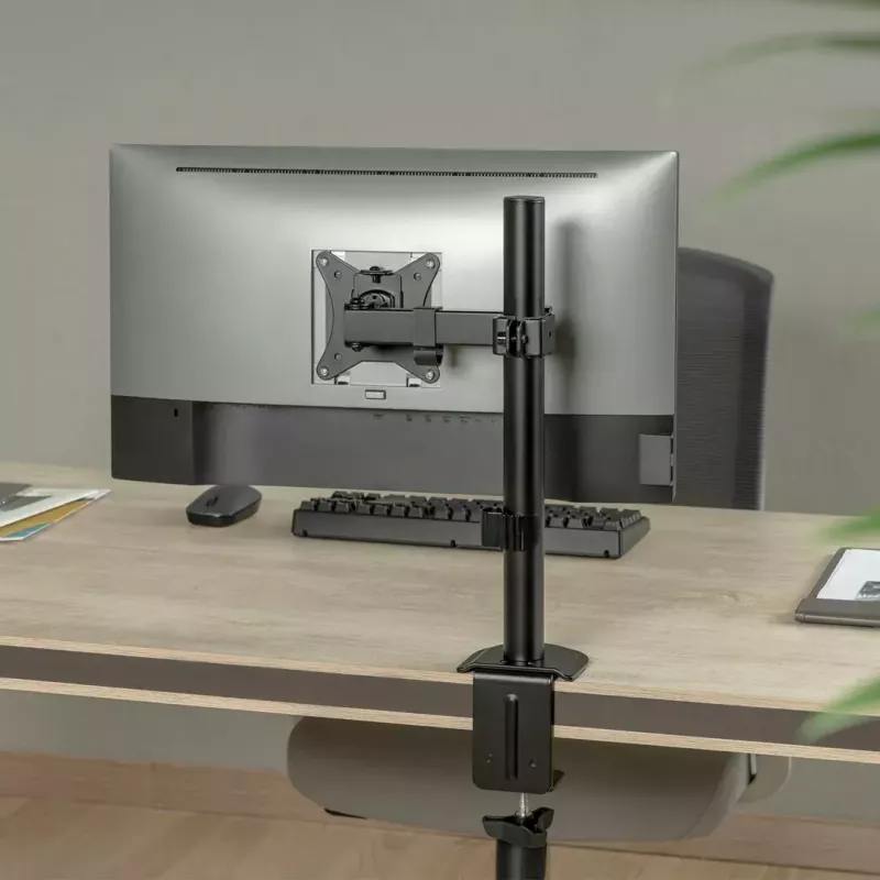 Biurkowy uchwyt do monitora LCD MACLEAN MC-572N z regulacją wysokości, pochylenia, VESA 75x75–100x100, obsługuje 17–32 cale, maks. obciążenie 30 kg, czarny