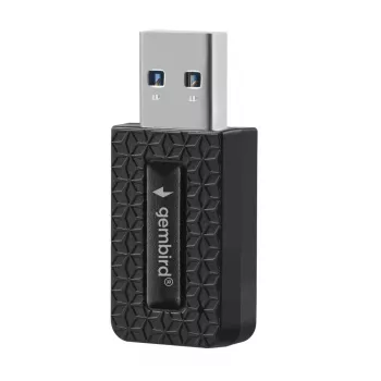 WLAN USB Adapter GEMBIRD AC1300 Dual-band Wi‑Fi 5 (RTL8812BU) 867 Mbit/s USB 3.0 Internal Antenna Czarny