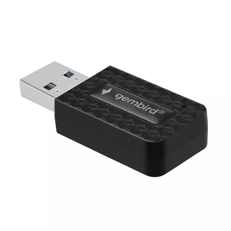 WLAN USB Adapter GEMBIRD AC1300 Dual-band Wi‑Fi 5 (RTL8812BU) 867 Mbit/s USB 3.0 Internal Antenna Czarny