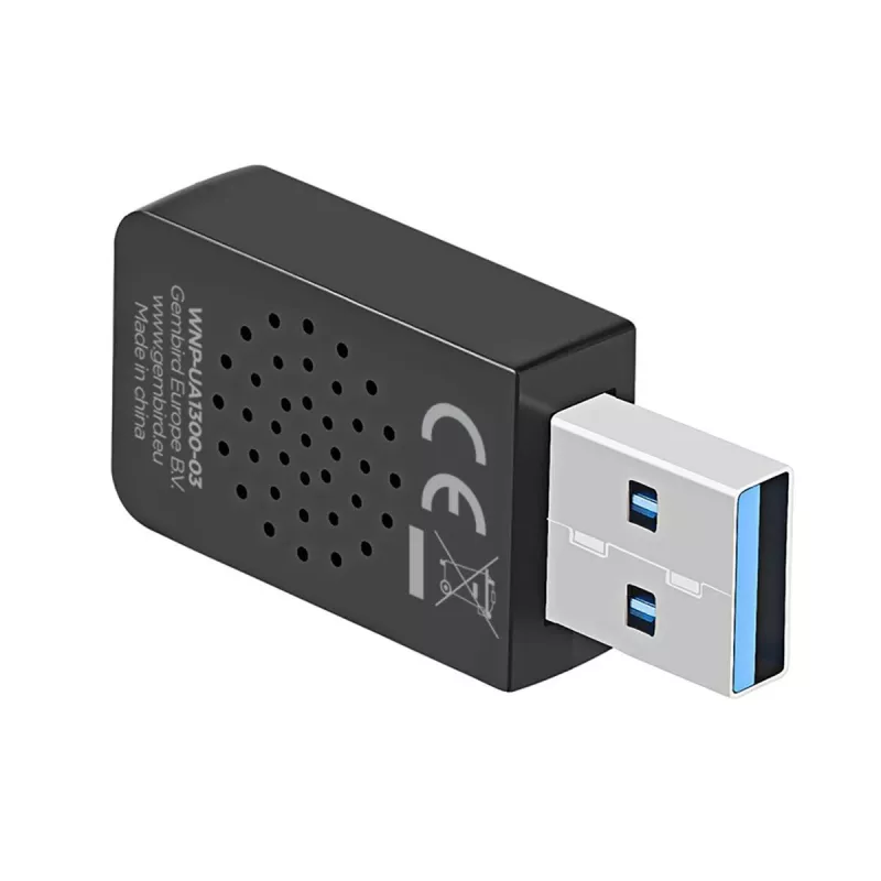 WLAN USB Adapter GEMBIRD AC1300 Dual-band Wi‑Fi 5 (RTL8812BU) 867 Mbit/s USB 3.0 Internal Antenna Czarny