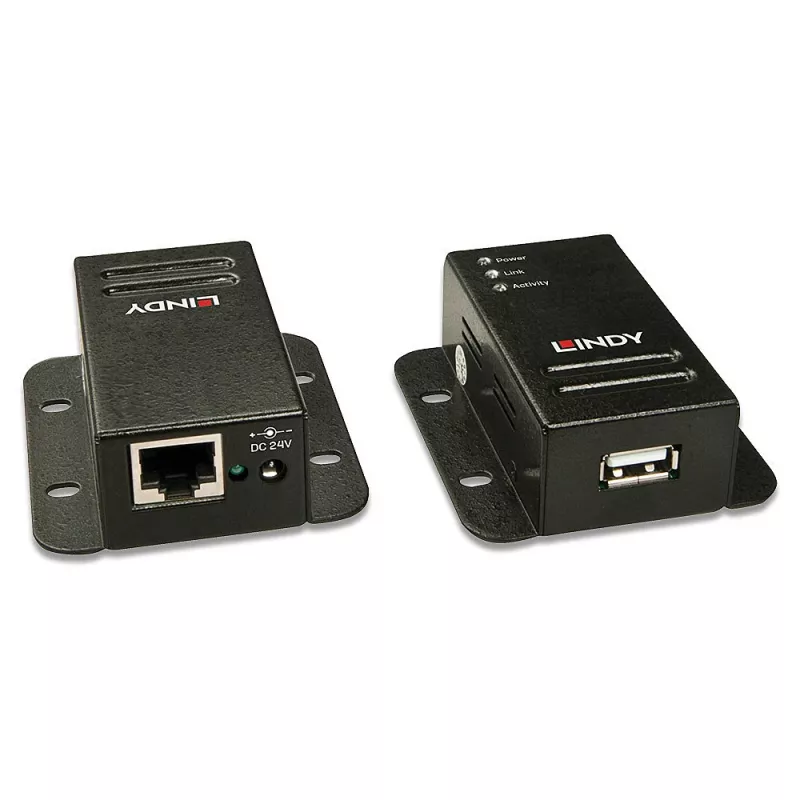 Lindy 50m USB 2.0 Cat.6 Extender, Nadajnik i odbiornik sieciowy, 50 m, 480 Mbit/s, Cat5, Cat5e, Cat6, NS1021, Czarny