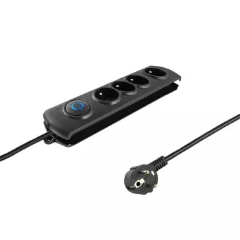 Listwa przeciwprzepięciowa QOLTEC 50104 — 4 gniazda AC, 230 V, przewód 1,5 m, czarna
