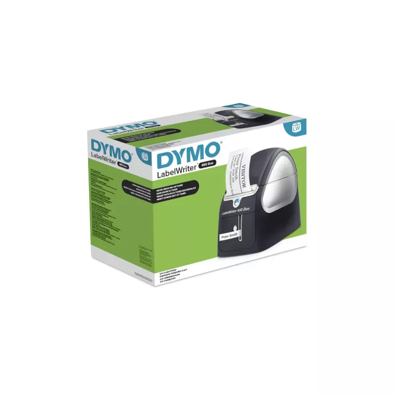Drukarka etykiet DYMO LabelWriter 450 Duo | Bezpośrednia termiczna drukarka etykiet | Szybkie drukowanie etykiet, kodów kreskowych i więcej | Drukuje zarówno etykiety LW, jak i plastikowe etykiety D1