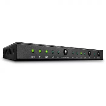 Lindy 4 Port HDMI 18G Switch z audio, HDMI, Metal, Czarny, 18 Gbit/s, 3840 x 2160 pikseli, 5.1 kanałów
