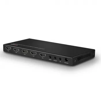 Lindy 4 Port HDMI 18G Switch z audio, HDMI, Metal, Czarny, 18 Gbit/s, 3840 x 2160 pikseli, 5.1 kanałów