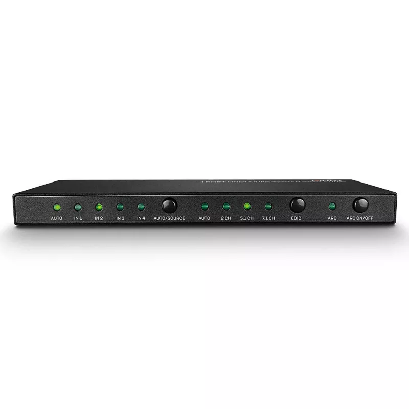 Lindy 4 Port HDMI 18G Switch z audio, HDMI, Metal, Czarny, 18 Gbit/s, 3840 x 2160 pikseli, 5.1 kanałów
