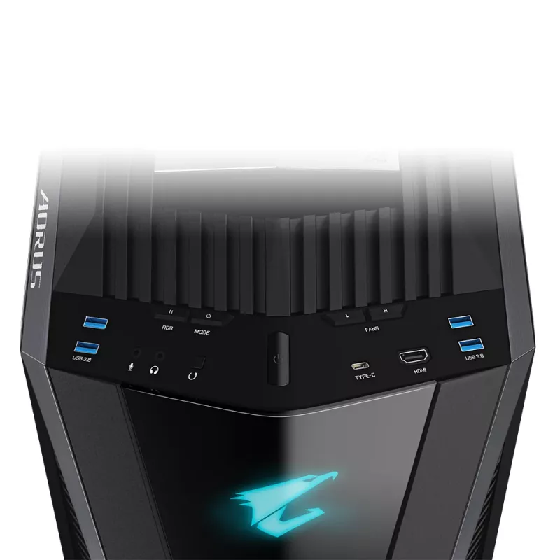 Obudowa PC GIGABYTE AORUS C700 GLASS – Full Tower, obsługuje płyty do E-ATX i chłodnice 420 mm, fabrycznie zainstalowane 5 wentylatorów 120 mm, USB 3.1 Type-C, RGB Fusion