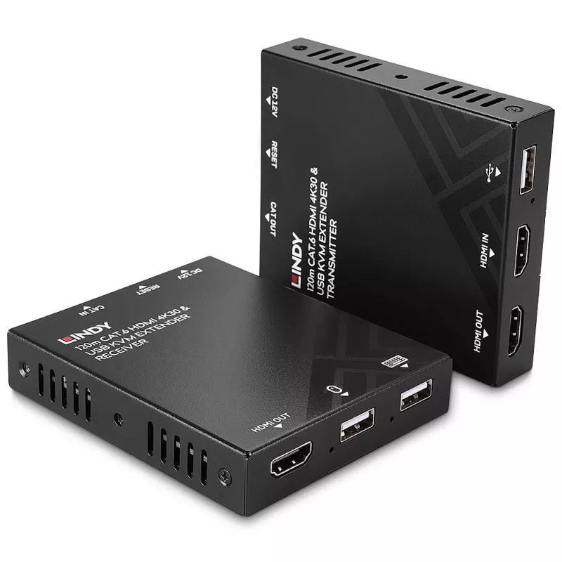 Przedłużacz KVM Lindy 120 m Cat.6 HDMI i USB nadajnik i odbiornik