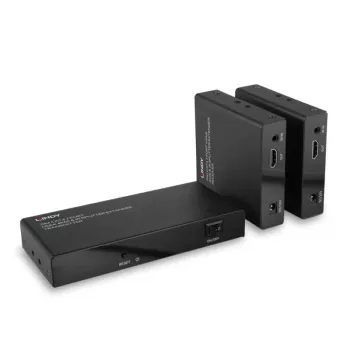 Nadajnik i odbiornik AV Lindy 70 m Cat.6 2-portowy rozdzielacz HDMI 4K60 z IR