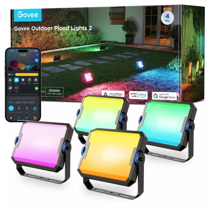 Inteligentne oświetlenie ogrodowe Govee H8057 Wi‑Fi/Bluetooth, czarny, 148×68,9×72,4 mm, 11 kWh/1000h