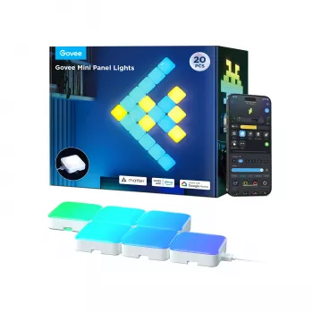 Inteligentna lampa ścienna Govee Mini Panel Lights Wi‑Fi/Bluetooth 72 W, biały, zestaw 10 szt., 80×80×28 mm