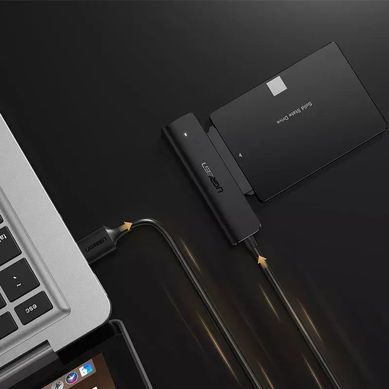 Zewnętrzna obudowa 2,5 cala SATA III USB 3.0 UGREEN 70609 do dysków SSD/HDD SATA 2,5 inch, USB-A na SATA, 5 Gbit/s, czarna