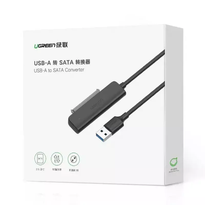 Zewnętrzna obudowa 2,5 cala SATA III USB 3.0 UGREEN 70609 do dysków SSD/HDD SATA 2,5 inch, USB-A na SATA, 5 Gbit/s, czarna