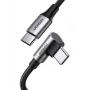Kabel USB-C do USB-C UGREEN 70643, USB 2.0, 1 m, 5 A, 480 Mbps, obudowa TPE, proste do kątowych złączy, czarny/szary