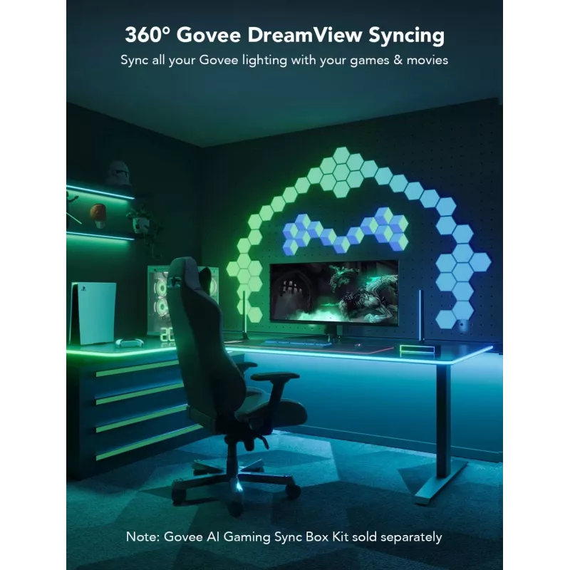 Taśma LED Govee H61C3 RGBIC do biurka gaming — adresowalne oświetlenie RGBIC, elastyczna taśma