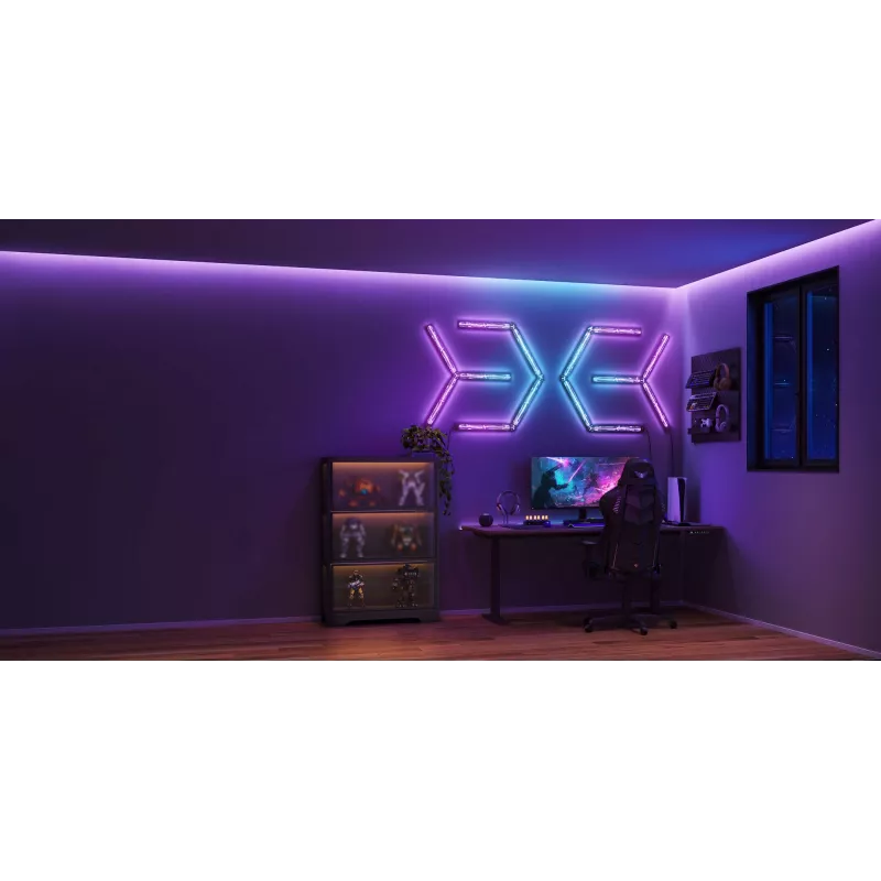 Inteligentna lampa ścienna Govee Gaming Wall Lights (4+1) — Wi‑Fi/Bluetooth, wielokolorowa, 4 sztuki, 370×45×30 mm