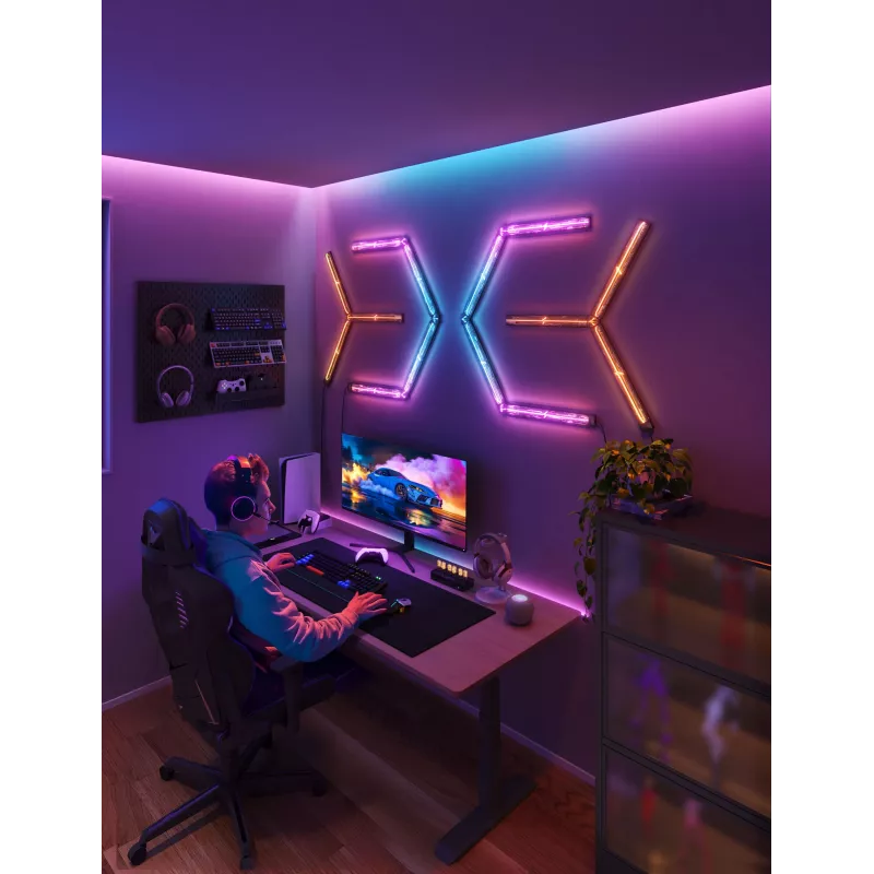 Inteligentna lampa ścienna Govee Gaming Wall Lights (4+1) — Wi‑Fi/Bluetooth, wielokolorowa, 4 sztuki, 370×45×30 mm