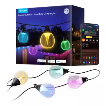 Lampki ogrodowe sznurkowe Govee H7025 RGBICW 14,63 m Wi‑Fi 2,4 GHz