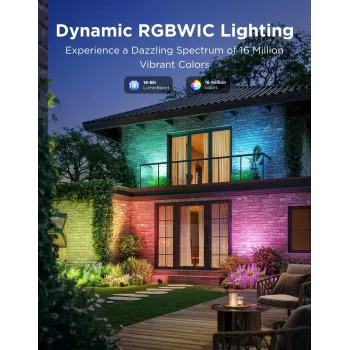 Reflektory zewnętrzne Govee H7093 RGBICWW 750 lm Wi‑Fi 2.4 GHz, RGB i ciepła biel