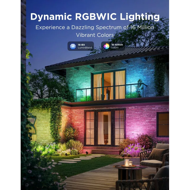 Reflektory zewnętrzne Govee H7093 RGBICWW 750 lm Wi‑Fi 2.4 GHz, RGB i ciepła biel