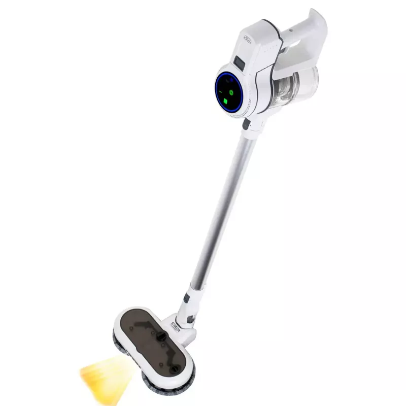 Odkurzacz bezprzewodowy Adler AD 7064 2w1 — maks. 350 W, ssanie 13 000 Pa, bateria 2000 mAh, sucho i mokro, pojemność na kurz 0,6 l, pojemność na wodę 0,15 l, ekran dotykowy LED, 4 tryby