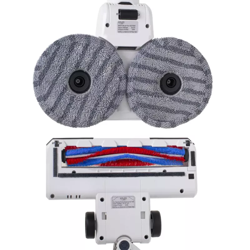 Odkurzacz bezprzewodowy Adler AD 7064 2w1 — maks. 350 W, ssanie 13 000 Pa, bateria 2000 mAh, sucho i mokro, pojemność na kurz 0,6 l, pojemność na wodę 0,15 l, ekran dotykowy LED, 4 tryby