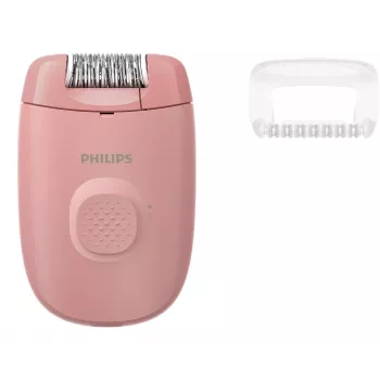 Epilator Philips BRE227/00 przewodowy różowy — funkcja masażu, zasilanie sieciowe, z szczoteczką czyszczącą