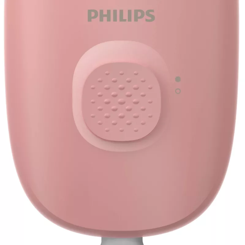 Epilator Philips BRE227/00 przewodowy różowy — funkcja masażu, zasilanie sieciowe, z szczoteczką czyszczącą