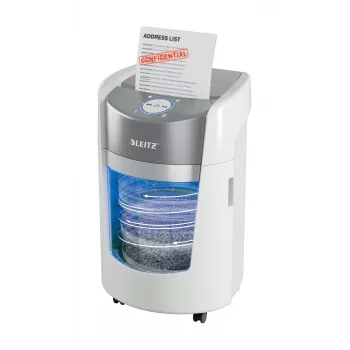 Niszczarka Leitz IQ OptiMax Small Office 350 Micro Cut, poziom bezpieczeństwa P5, 22L - biała