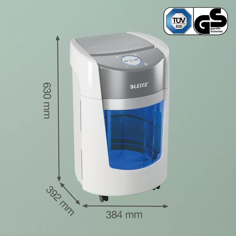 Niszczarka Leitz IQ OptiMax Small Office 350 Micro Cut, poziom bezpieczeństwa P5, 22L - biała