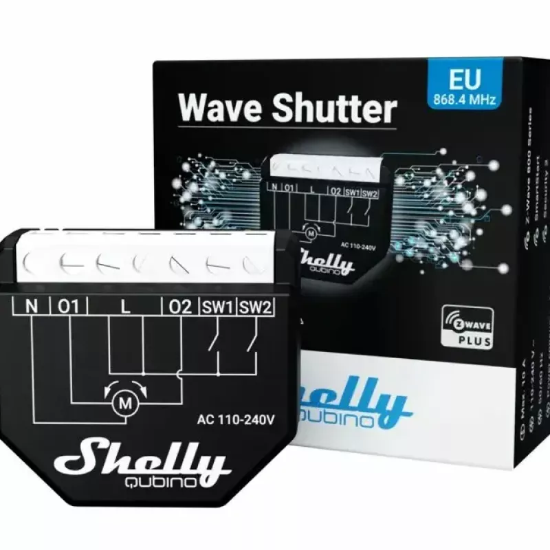 Inteligentny przekaźnik Shelly Wave Shutter Czarny 10 A 110–230 V, maks. zasięg 40 m, 25 dBmW