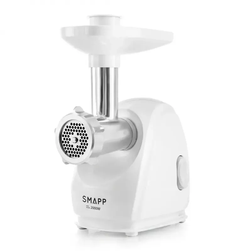 Elektryczna maszynka do mielenia mięsa SMAPP 489.81, 2000 W, 3 sitka (2,7–8 mm), biała