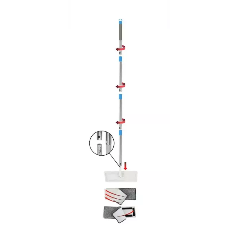 Zestaw mopa na mokro ESPERANZA EHS004 z wiadrem, wymienna końcówka z mikrofibry, obrotowa, wysokość 1250 mm, 1,1 kg
