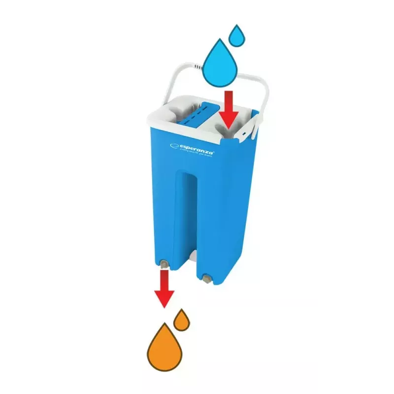 Zestaw mopa na mokro ESPERANZA EHS004 z wiadrem, wymienna końcówka z mikrofibry, obrotowa, wysokość 1250 mm, 1,1 kg